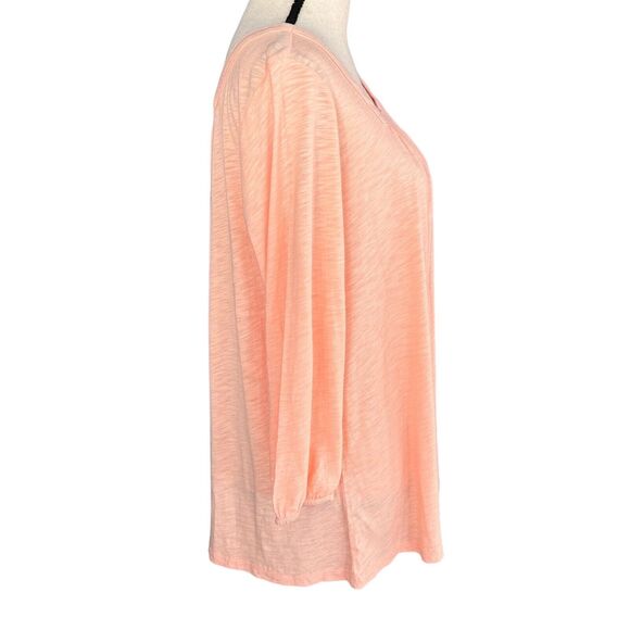 Style & Co 0X-Large Top 3/4 Sleeves Square Pleated Neck Stretch Peach New - Picture 4 of 9
